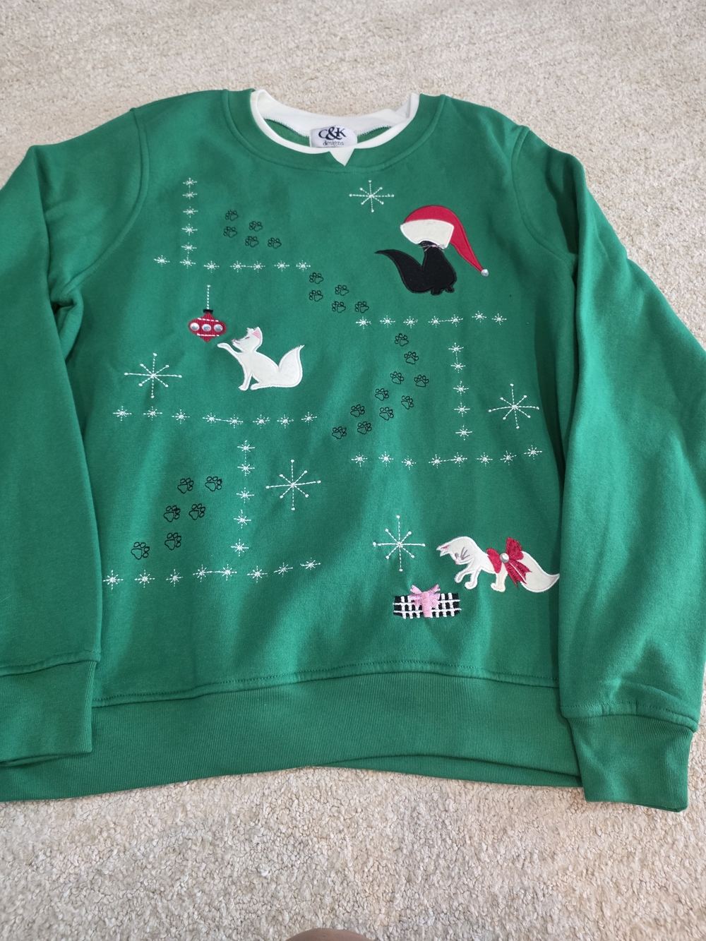 Ugly Christmas Sweatshirt For The Cat Lover